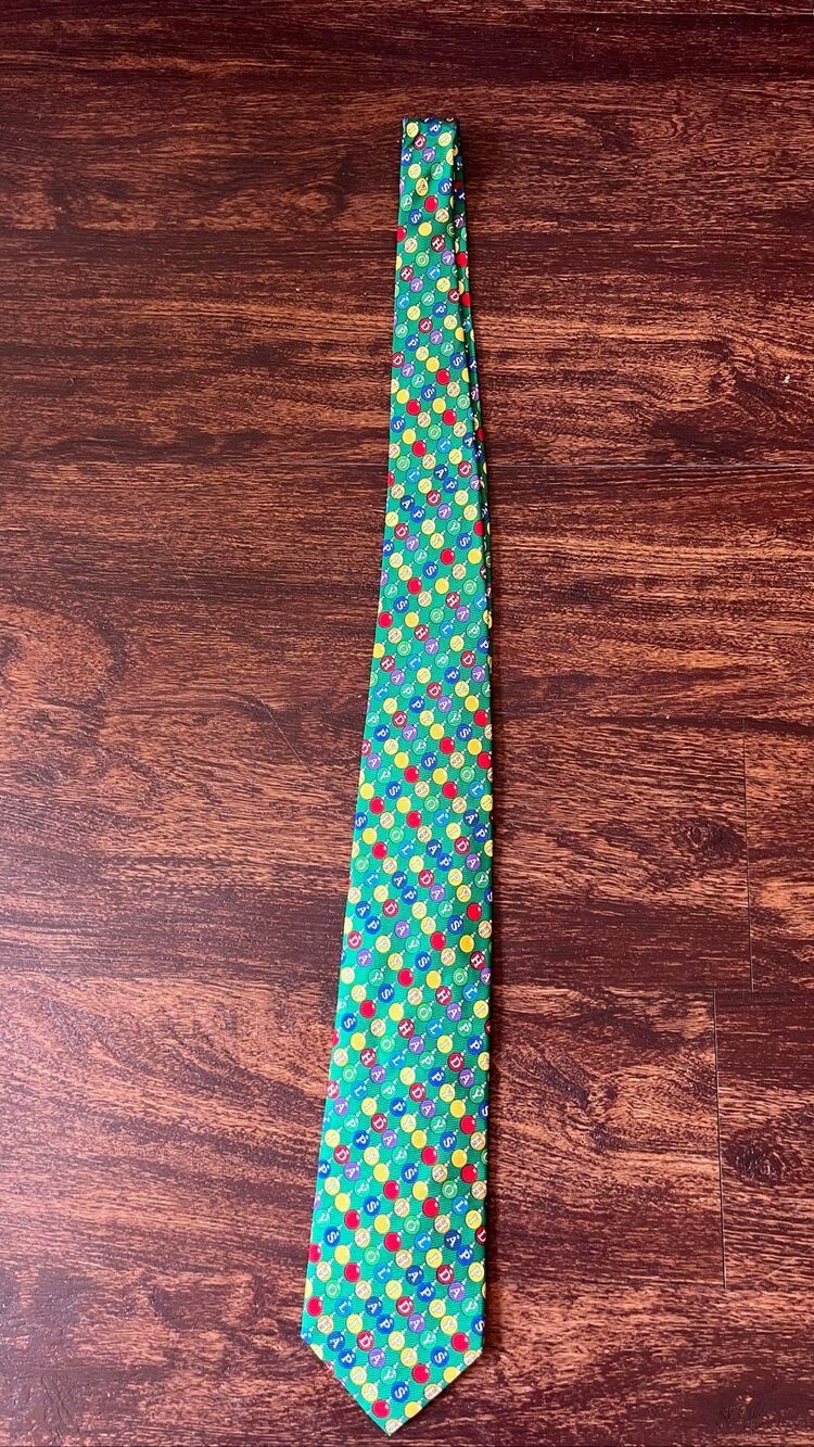 Cape Cod Neckwear 100% Silk Christmas Holiday Ornaments Green Tie 61" NWOT